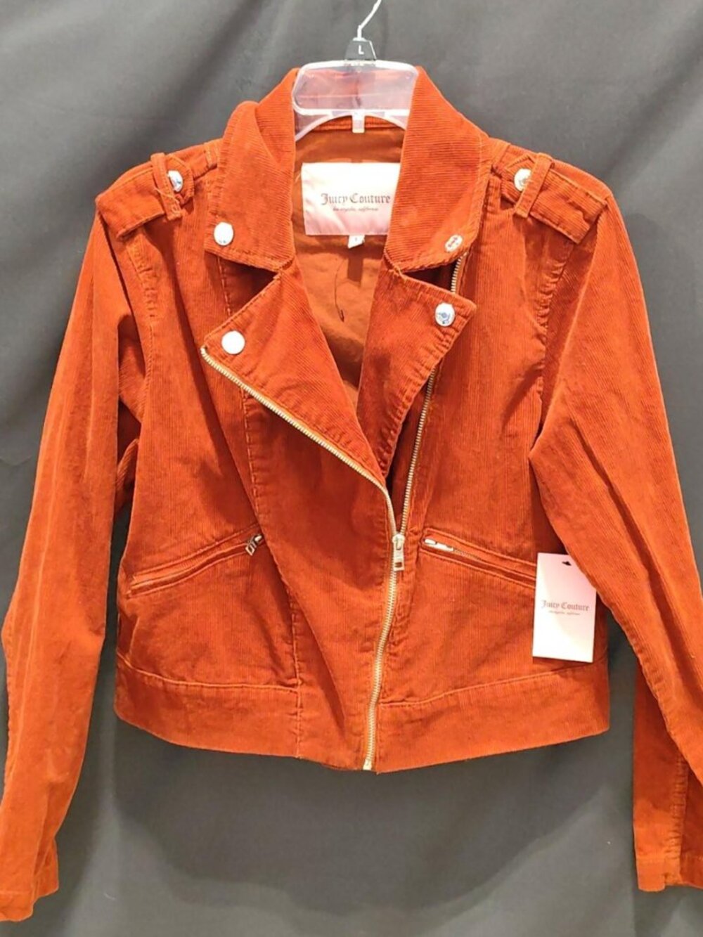 NWT Juicy Couture Corduroy Moto Jacket Ginger Orange Women's Large